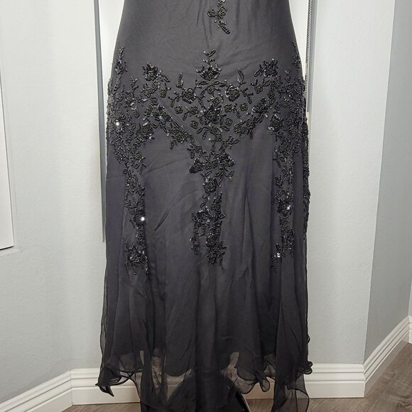 Scala Black Silk Beaded Evening Dress with Sheer Jacket – Size 16 - Picture 4 of 16